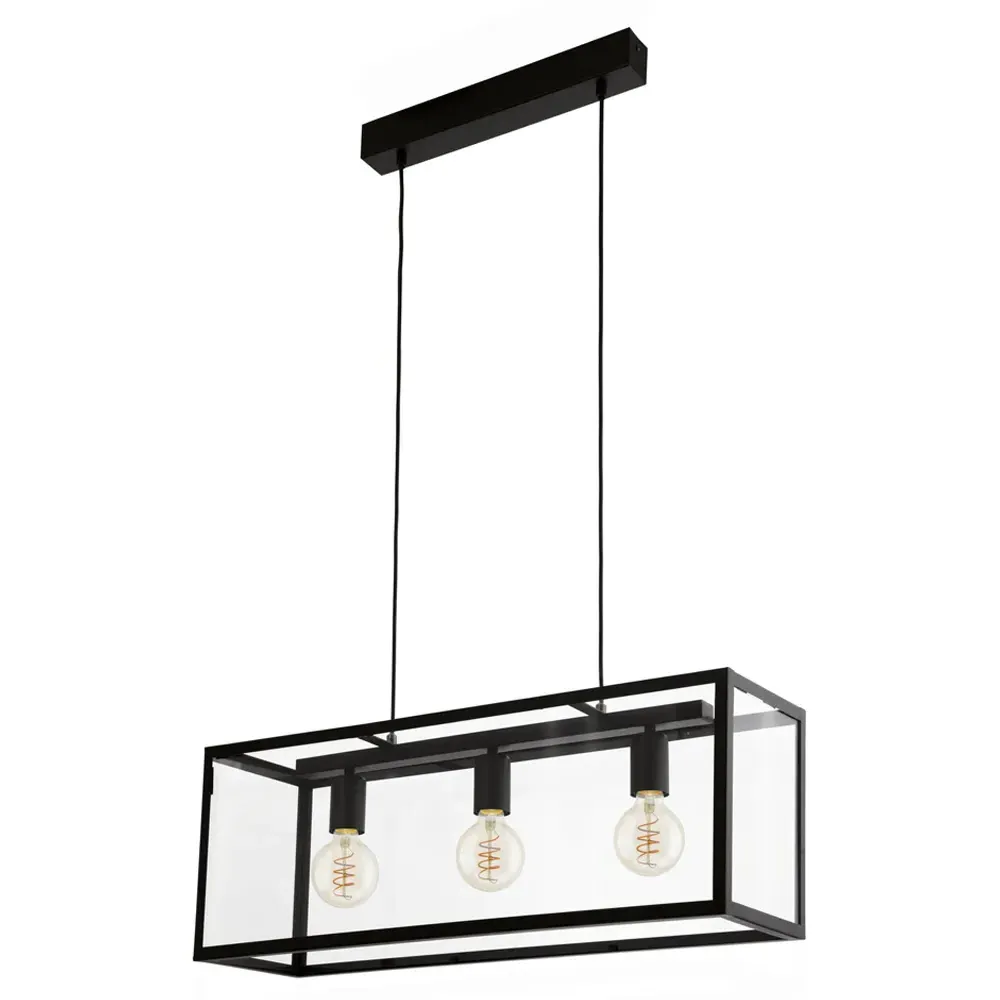 Charterhouse 3L Caged Pendant Light - Black