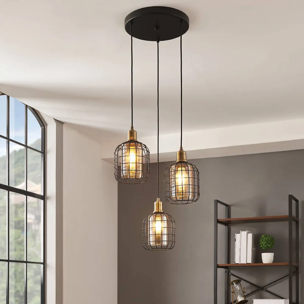 Chisle 3 Light LED Steel Pendant Light - Black