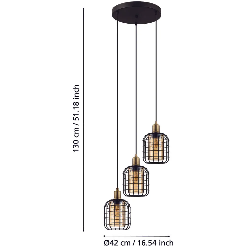 Chisle 3 Light LED Steel Pendant Light - Black