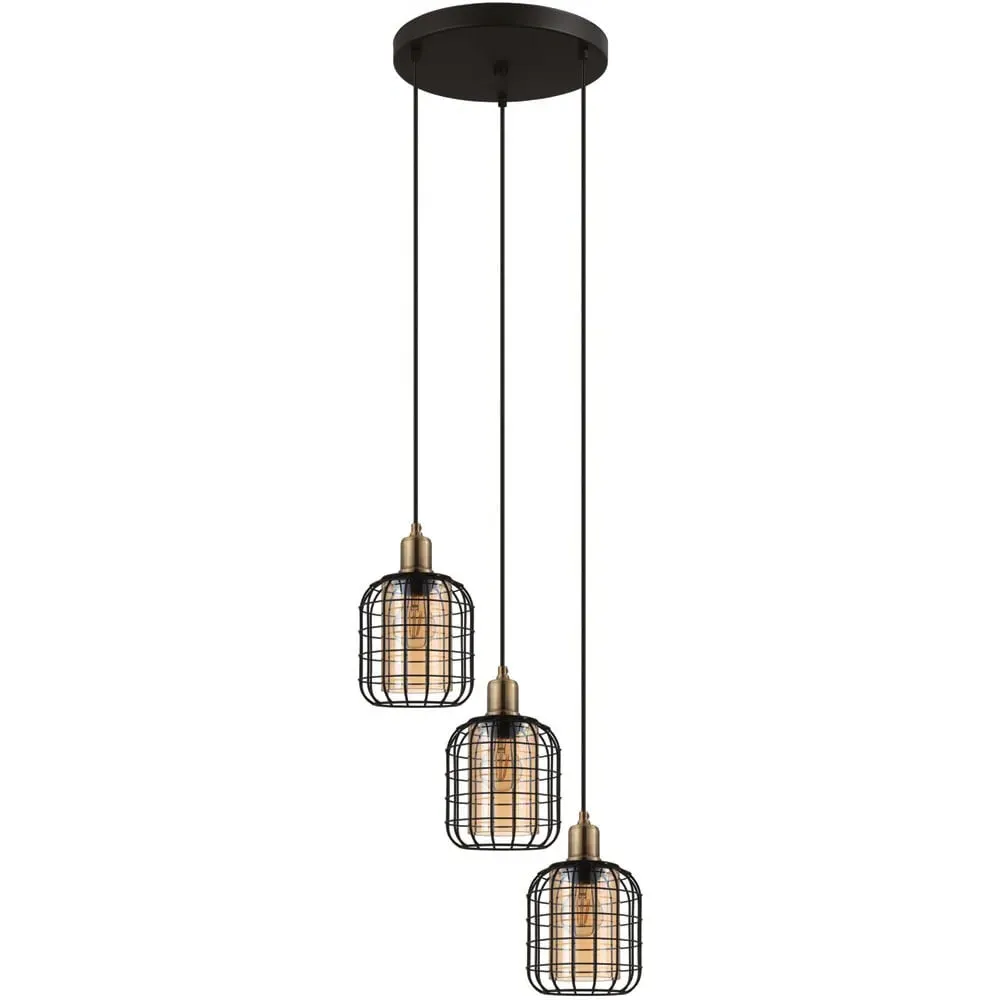 Chisle 3 Light LED Steel Pendant Light - Black