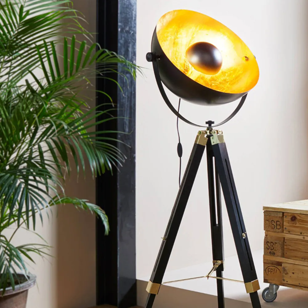 Covaleda Adjustable Floor Lamp - Black, Gold