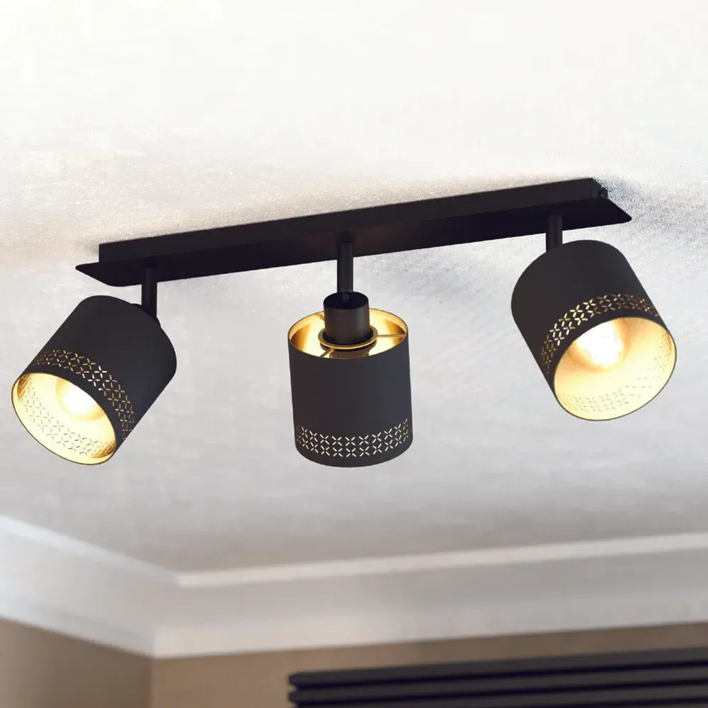 Esteperra 3 LED Fabric Ceiling Spotlight - Black