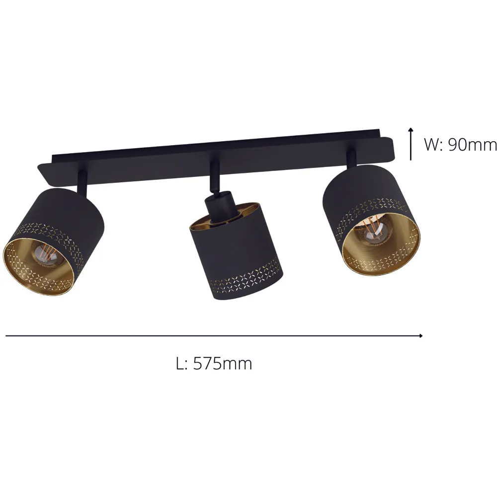 Esteperra 3 LED Fabric Ceiling Spotlight - Black