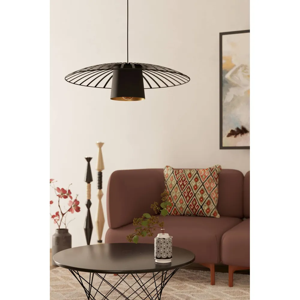Felixkirk Round Pendant Light - Black, Metal