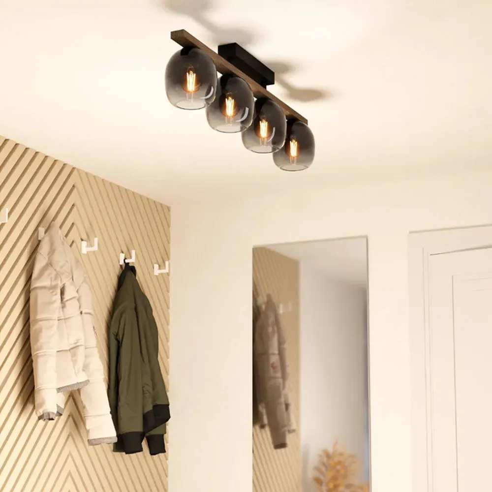 Filago Ombre Glass Ceiling Light - Black, Walnut