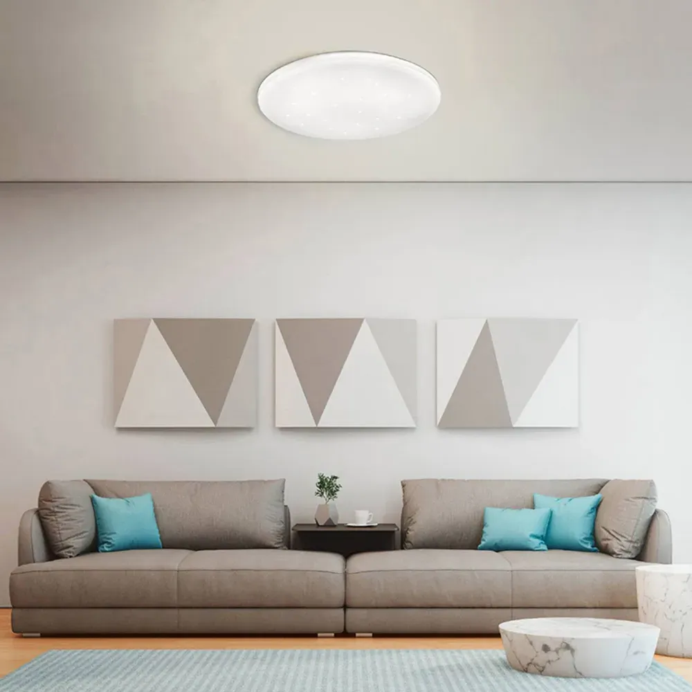 Frania-S Round Flush Ceiling Light - White, Metal