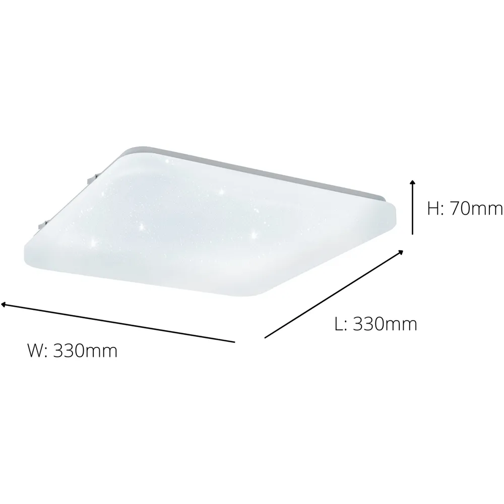 Frania-S Square Flush Ceiling Light - White, Metal