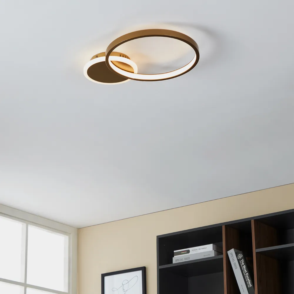 Gafares LED Round Flush Light - Gold, Metal