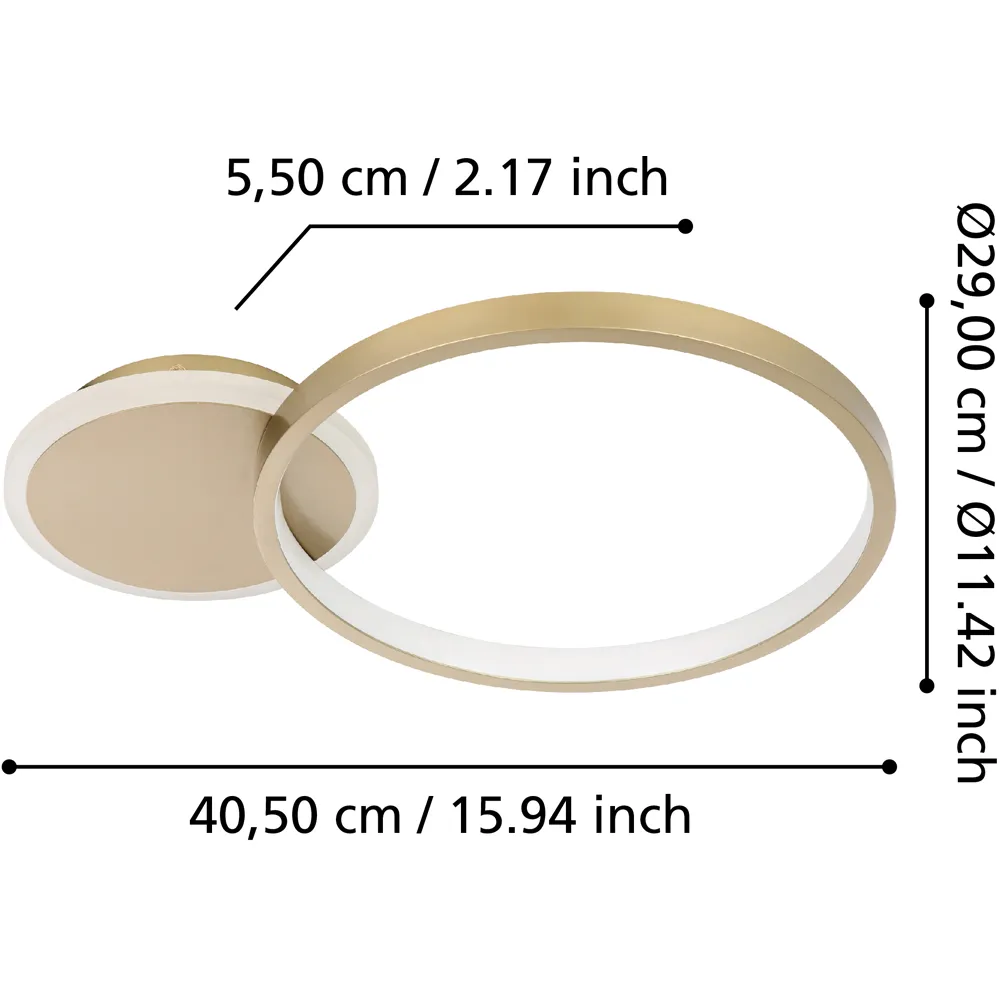 Gafares LED Round Flush Light - Gold, Metal