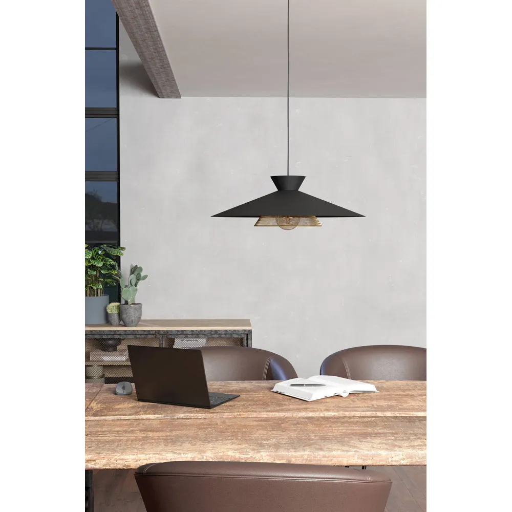 Grizedale Conical Pendant Light - Black, Steel