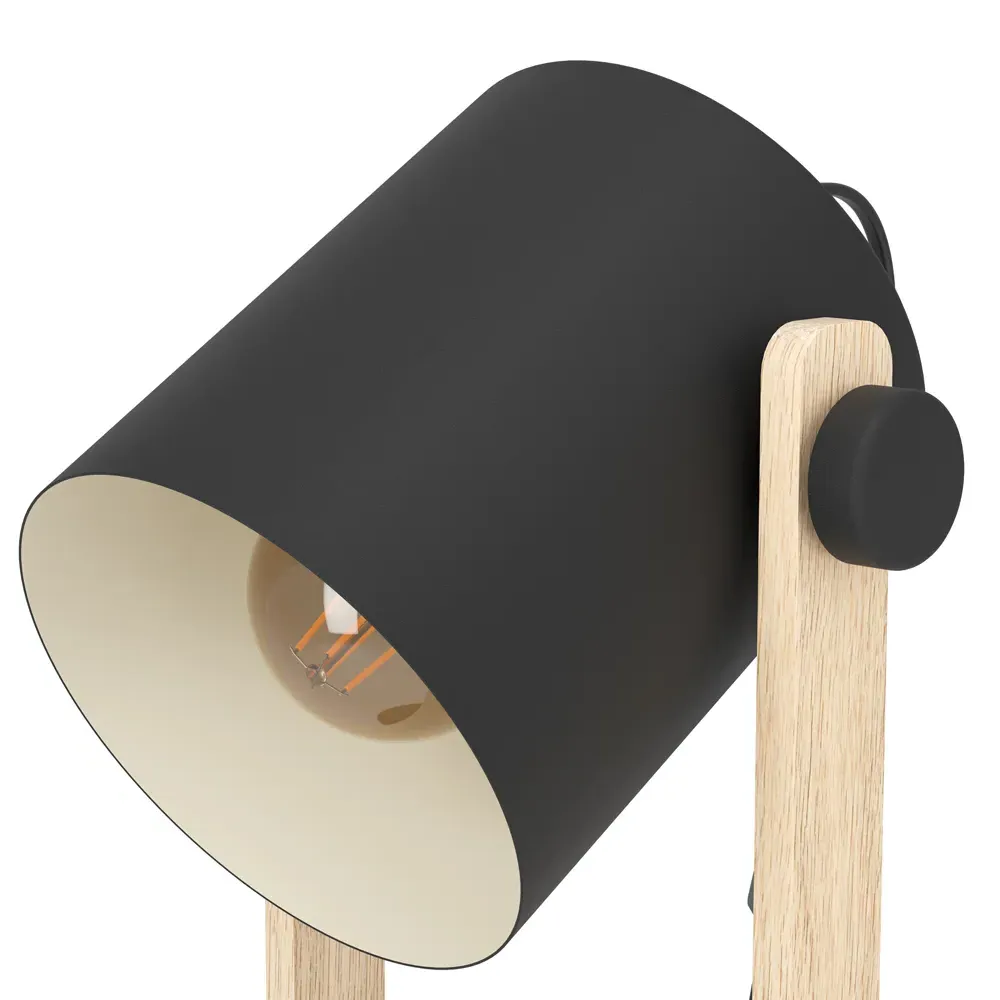 Hornwood Table Lamp with Pivoting Head - Black, Pinewood