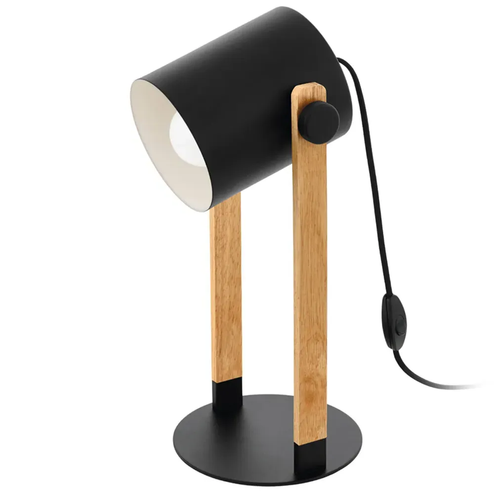 Hornwood Table Lamp with Pivoting Head - Black, Pinewood