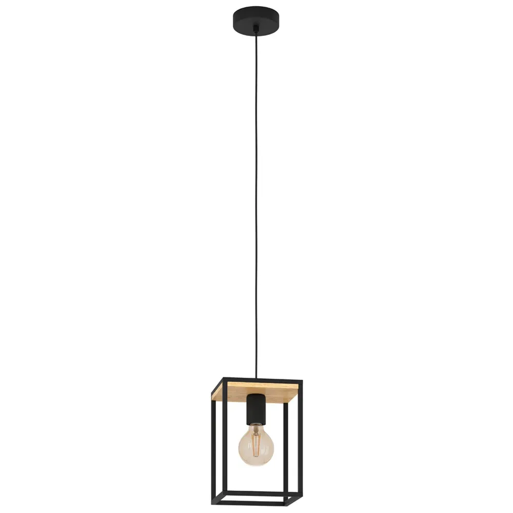 Libertad Caged Pendant Light - Black, Wood image