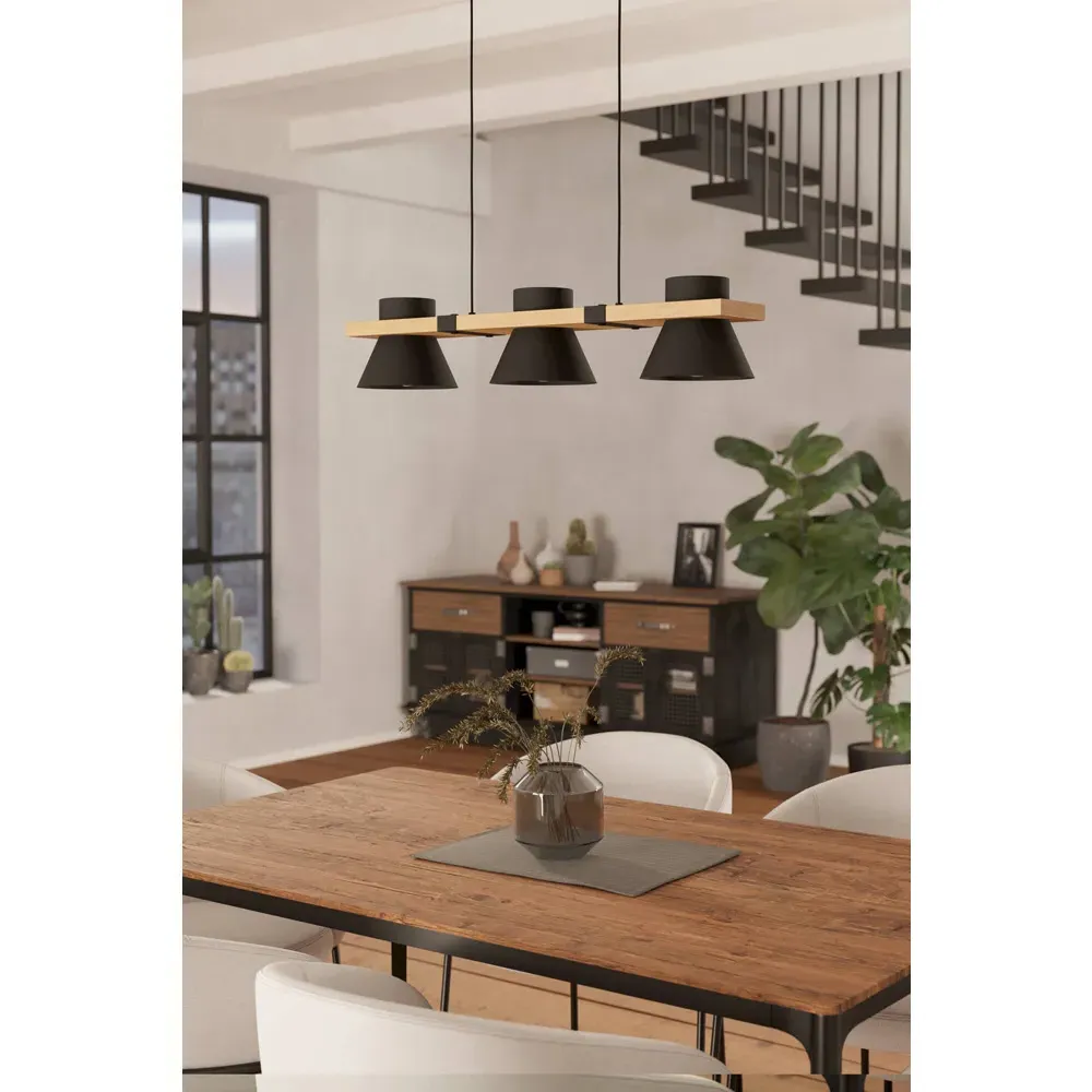 Maccles Pendant Light - Black, Wood