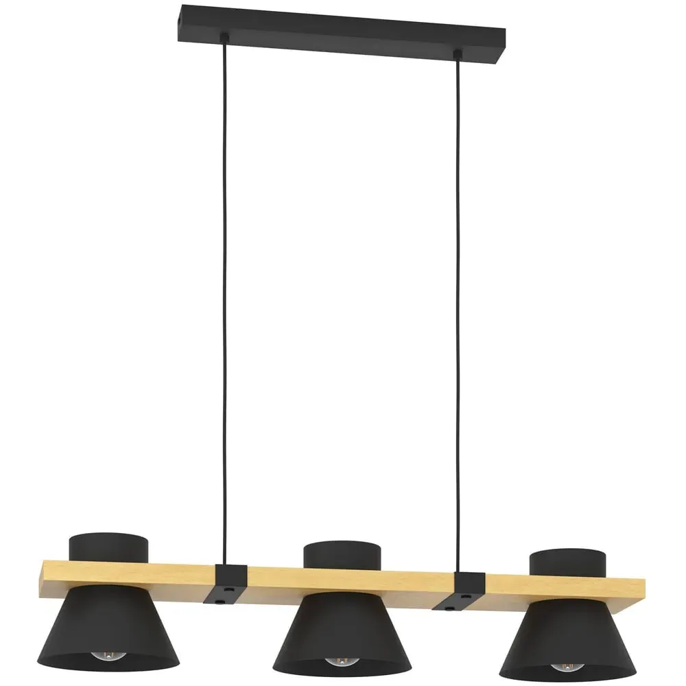 Maccles Pendant Light - Black, Wood image