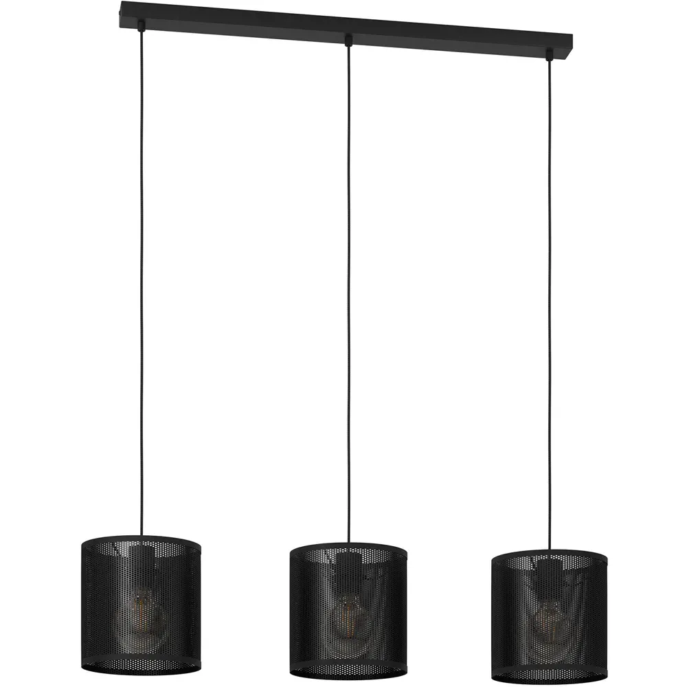 Manby 3 Light Industrial Pendant Light - Black