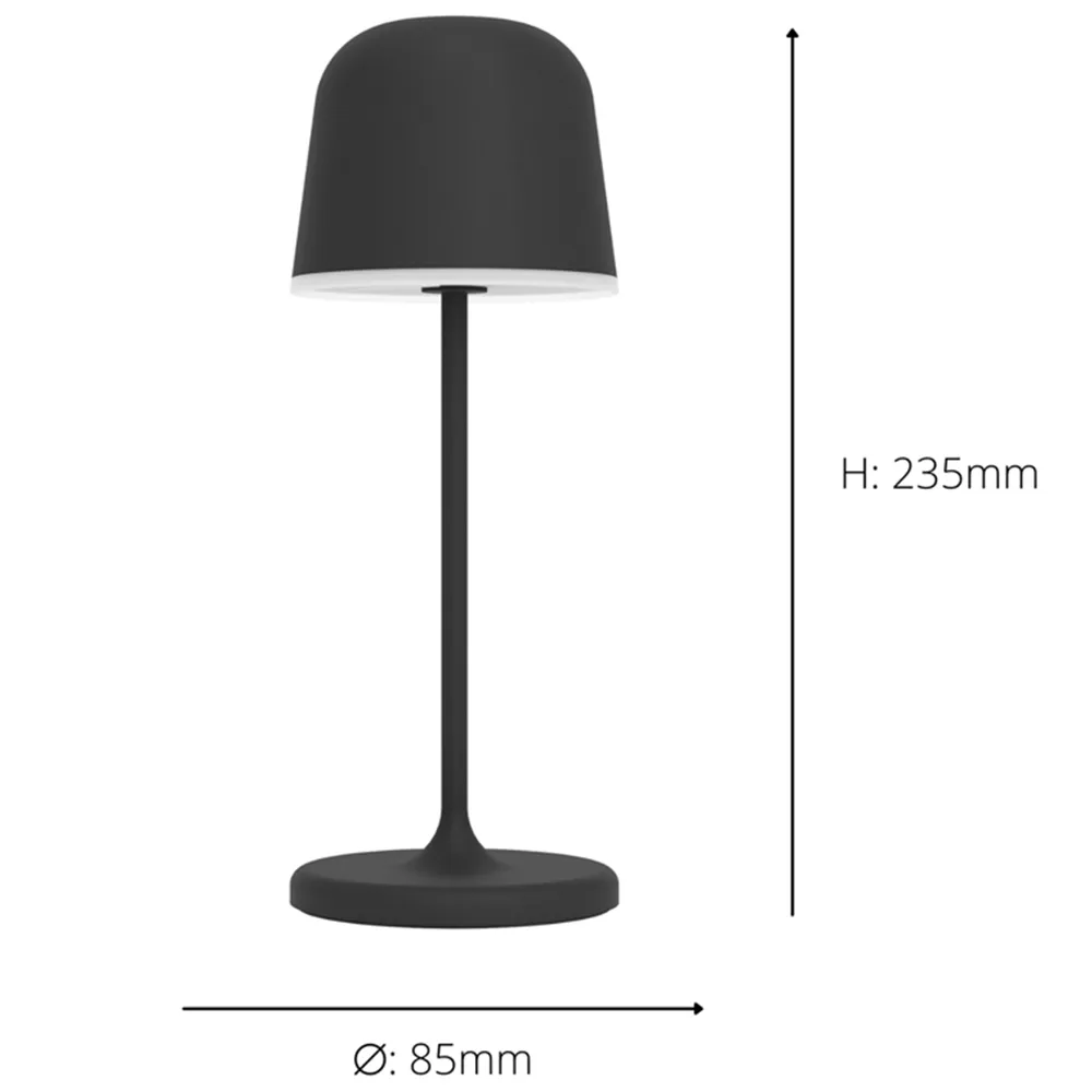 Mannera-S Portable Table Light with Touch Dimmer - Black