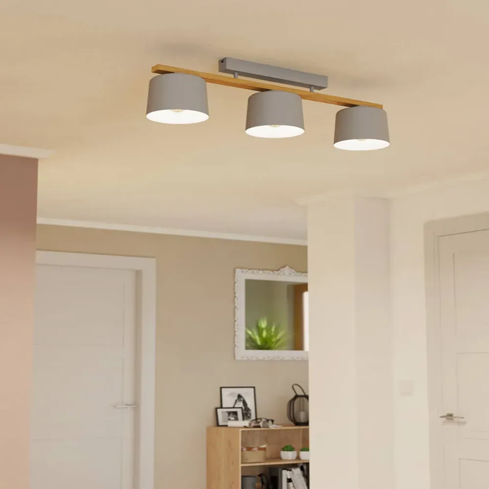 Mariel 3-Light Ceiling Light - Grey, Wood
