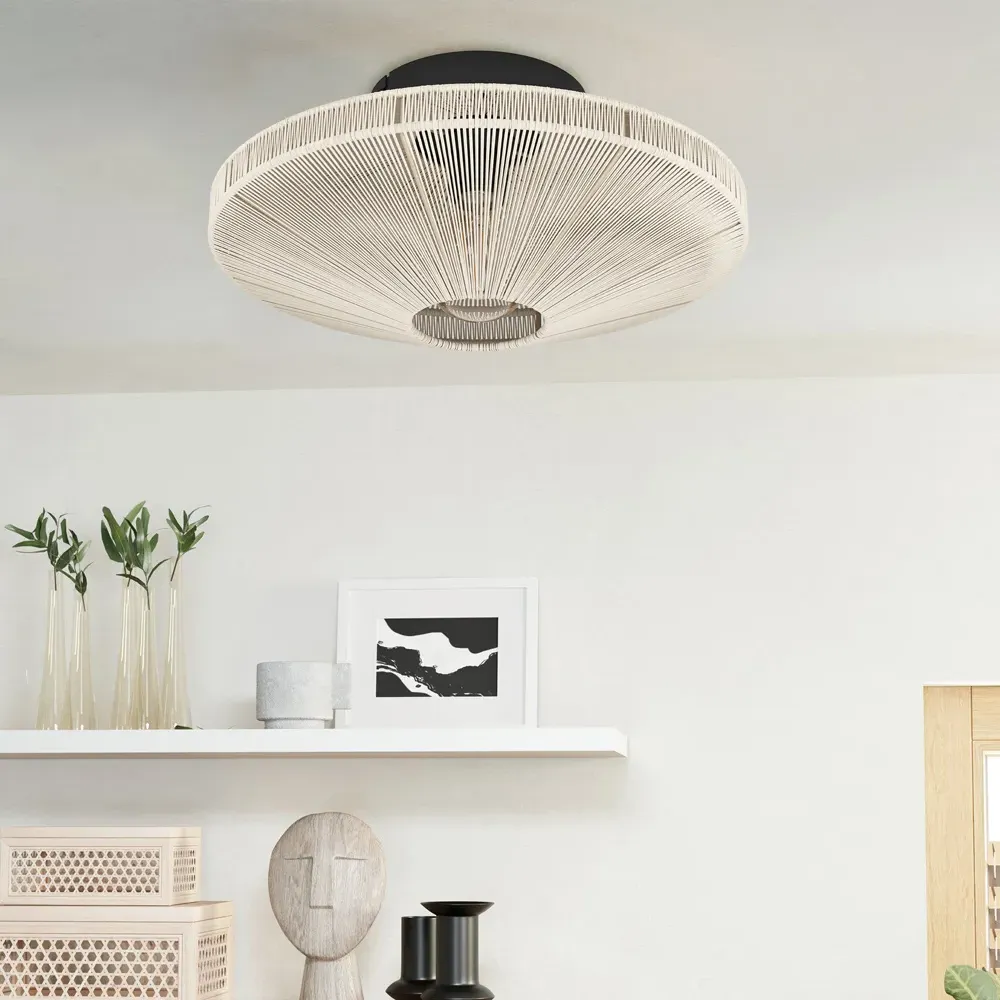 Midsumer Fabric Ceiling Light - Black, Steel