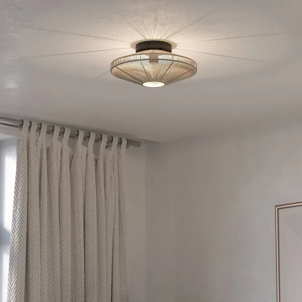 Midsumer Fabric Ceiling Light - Black, Steel