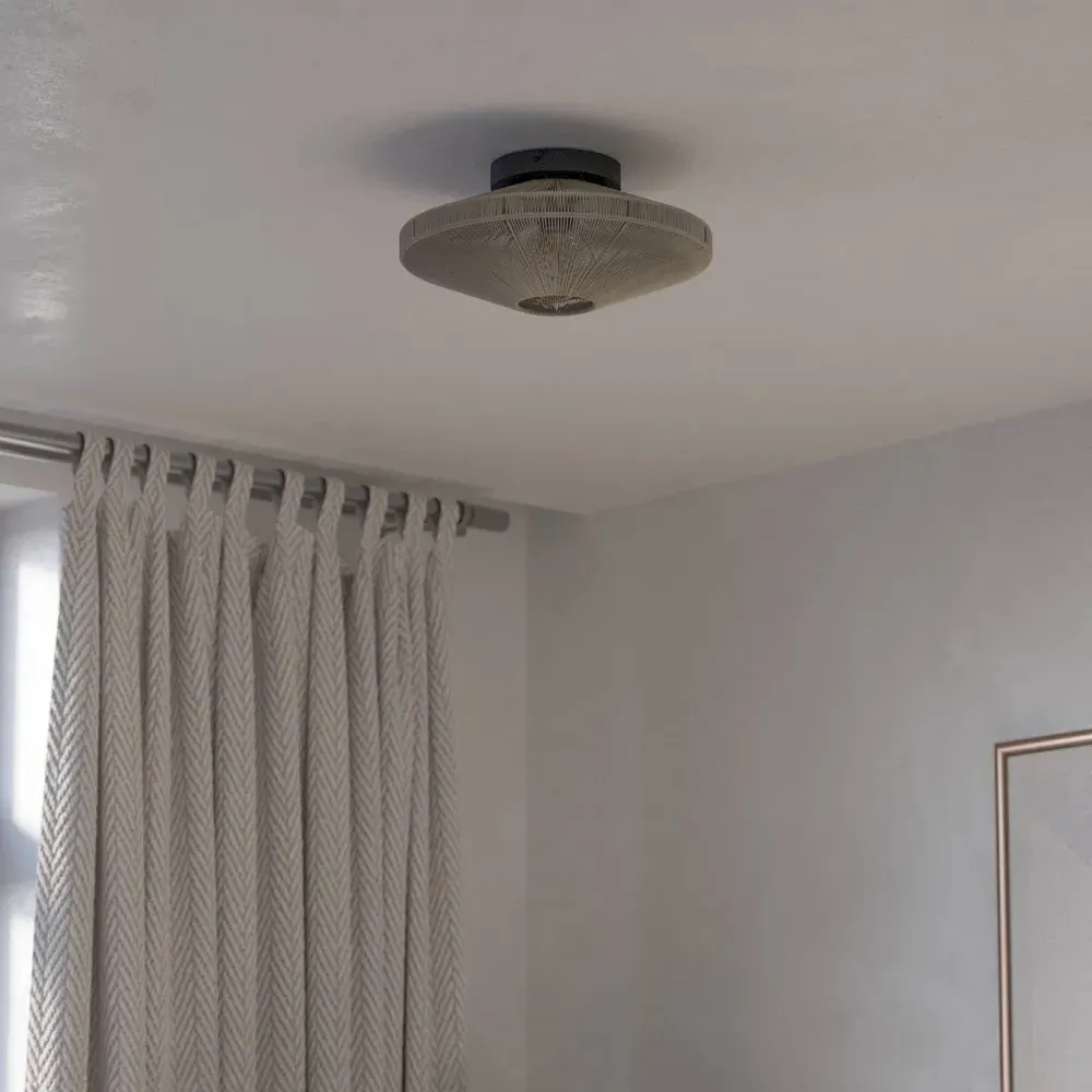 Midsumer Fabric Ceiling Light - Black, Steel