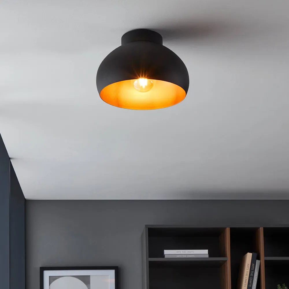 Mogano2 Round Ceiling Light - Black and Copper, Metal