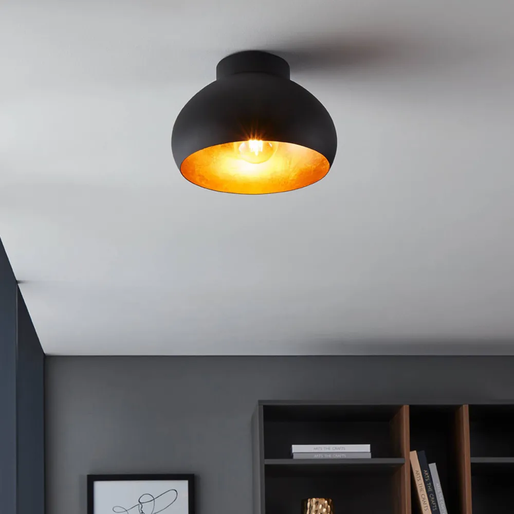 Mogano2 Round Ceiling Light - Black and Gold, Metal