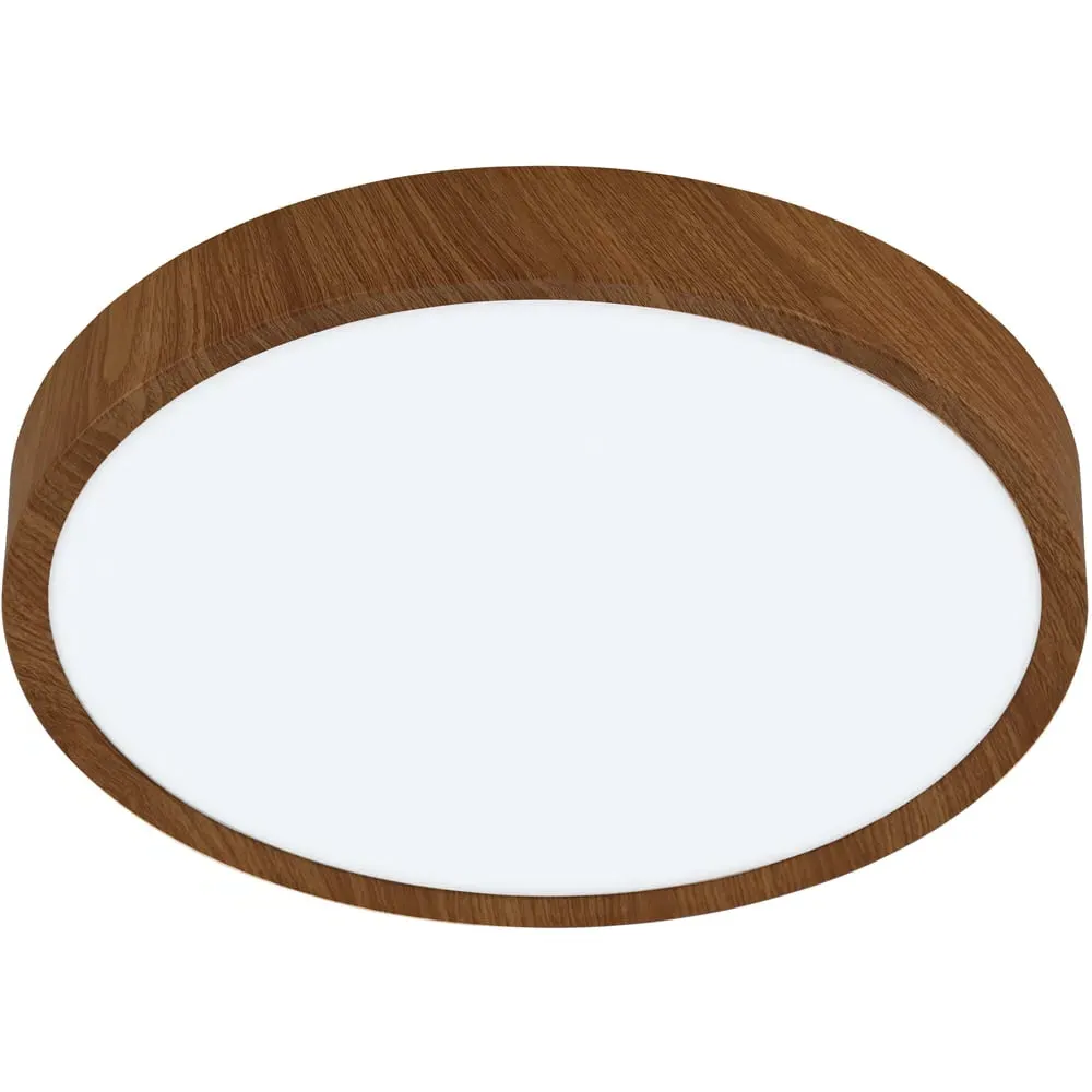 Musurita Flush Fitting LED Ceiling Light - Brown, Wood Effect image