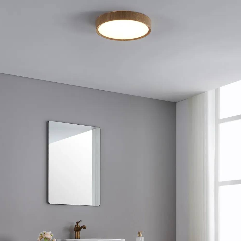 Musurita LED Ceiling Light with Diffuser - Brown, Wood Effect