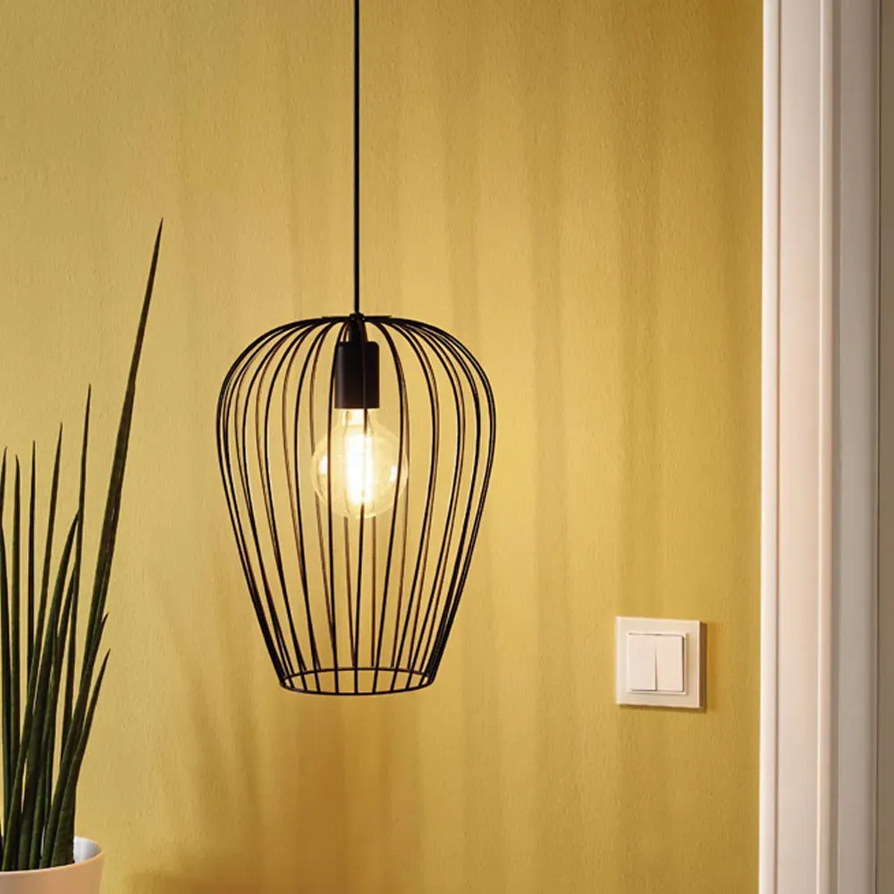 Newton Caged Shade Pendant Light - Black