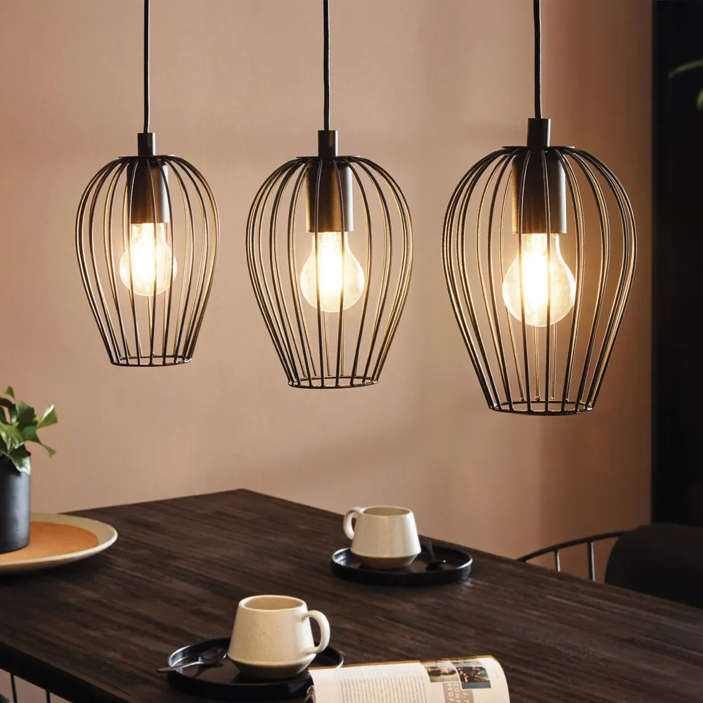Newtown 3 LED Metal Pendant Light - Black