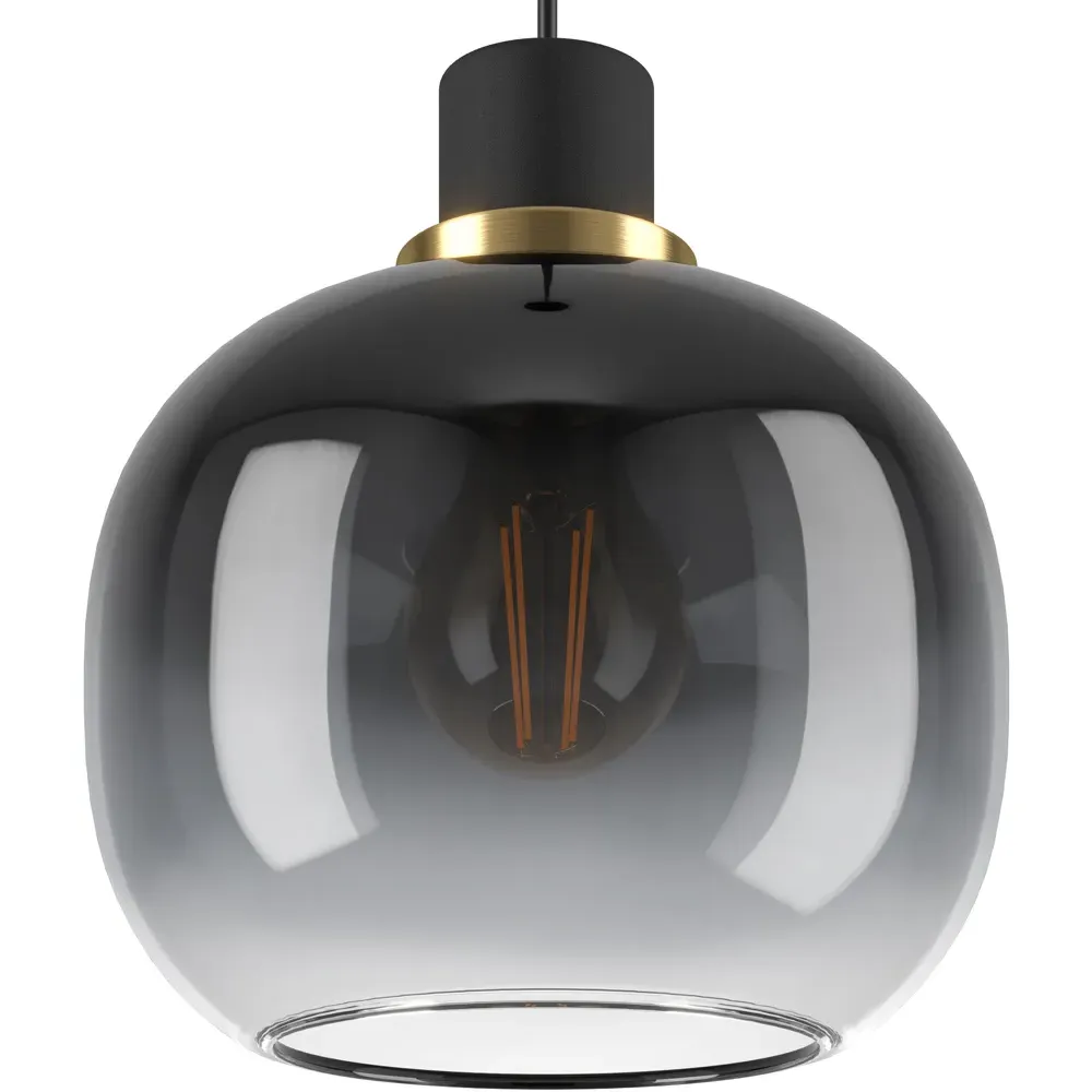 Oilella 3-Light Glass Pendant Light - Black, Steel