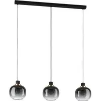 Oilella 3-Light Glass Pendant Light - Black, Steel