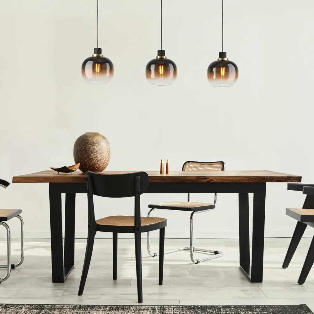 Oilella 3-Light Glass Pendant Light - Black, Steel