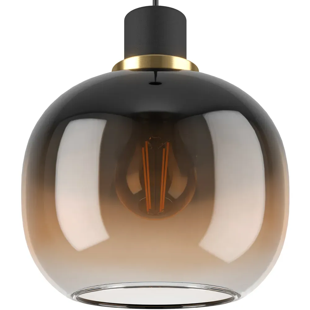 Oilella 3-Light Glass Pendant Light - Black, Steel
