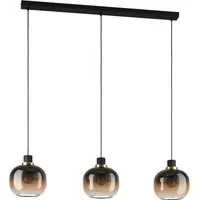 Oilella 3-Light Glass Pendant Light - Black, Steel