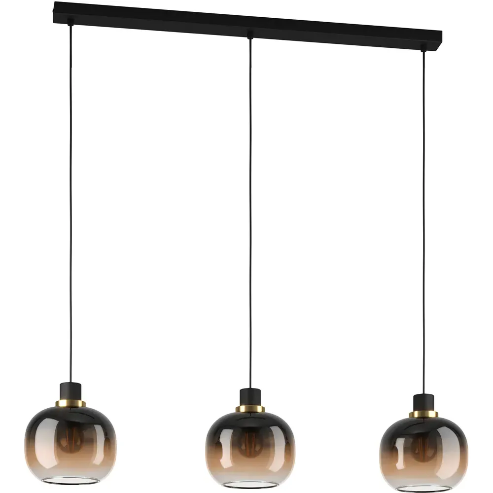 Oilella 3-Light Glass Pendant Light - Black, Steel