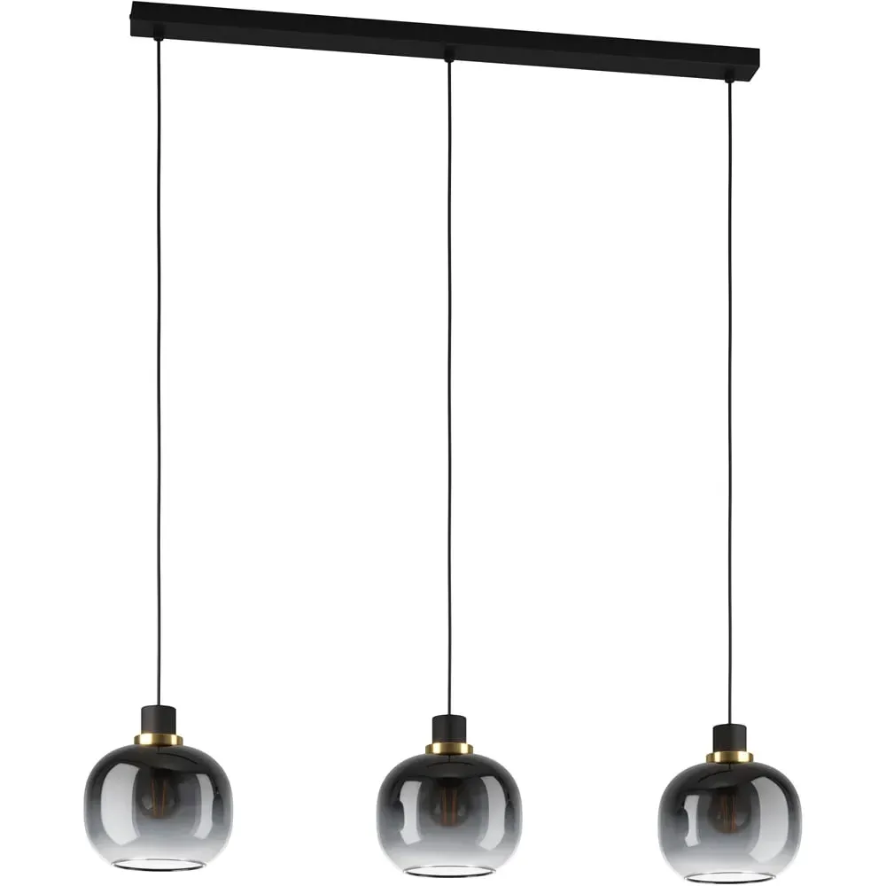 Oilella 3-Light Glass Pendant Light - Black, Steel image