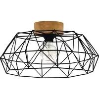 Padstow Geometric Ceiling Light - Black, Wood