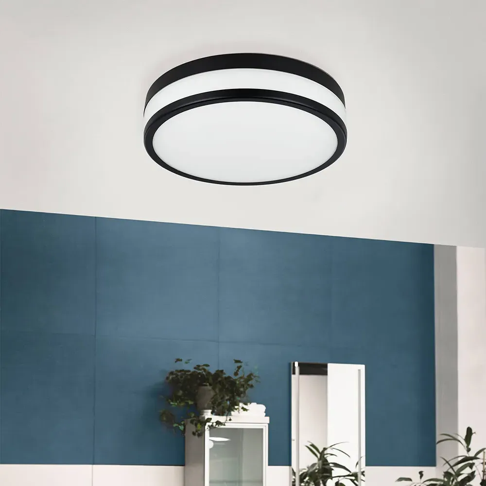 Palermo Round LED Ceiling Light with IP44 Rating - Black, White