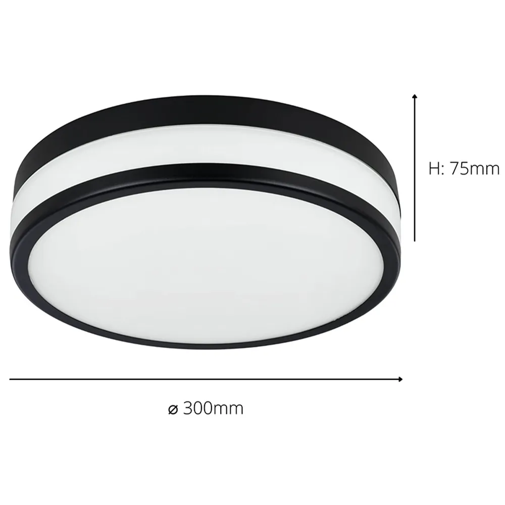 Palermo Round LED Ceiling Light with IP44 Rating - Black, White