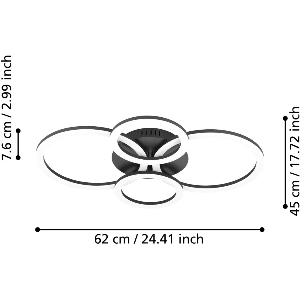 Parrapos-Z Smart Control Ceiling Light 45cm - Black