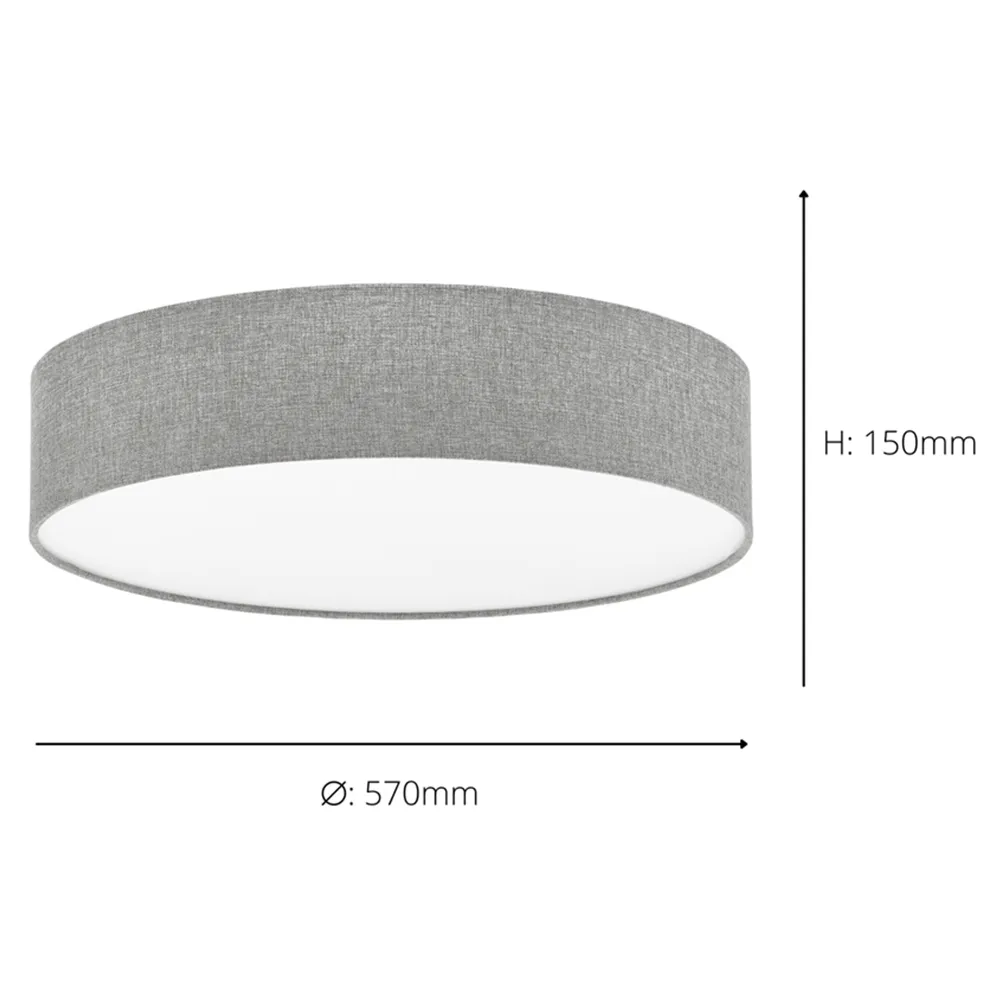 Pasteri Round Ceiling Light - Grey, Linen