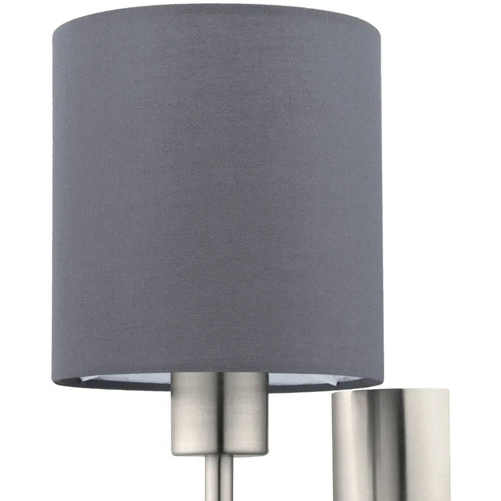 Pasteri Wall Lamp with Switch - Grey, Fabric