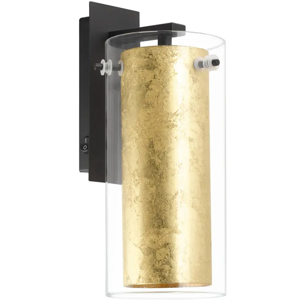 Pinto Cylindrical Wall Light - Gold, Glass Steel image