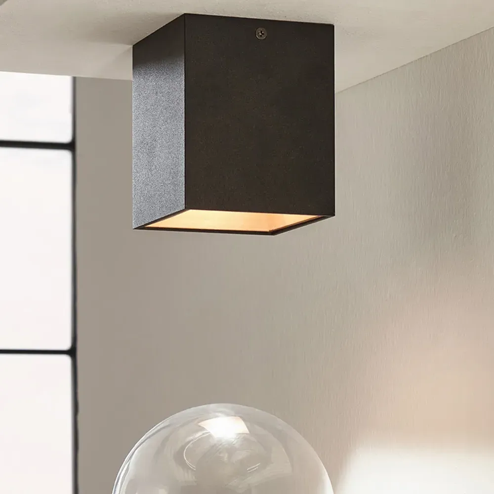 Polasso Cuboid LED Ceiling Light - Black, Aluminium