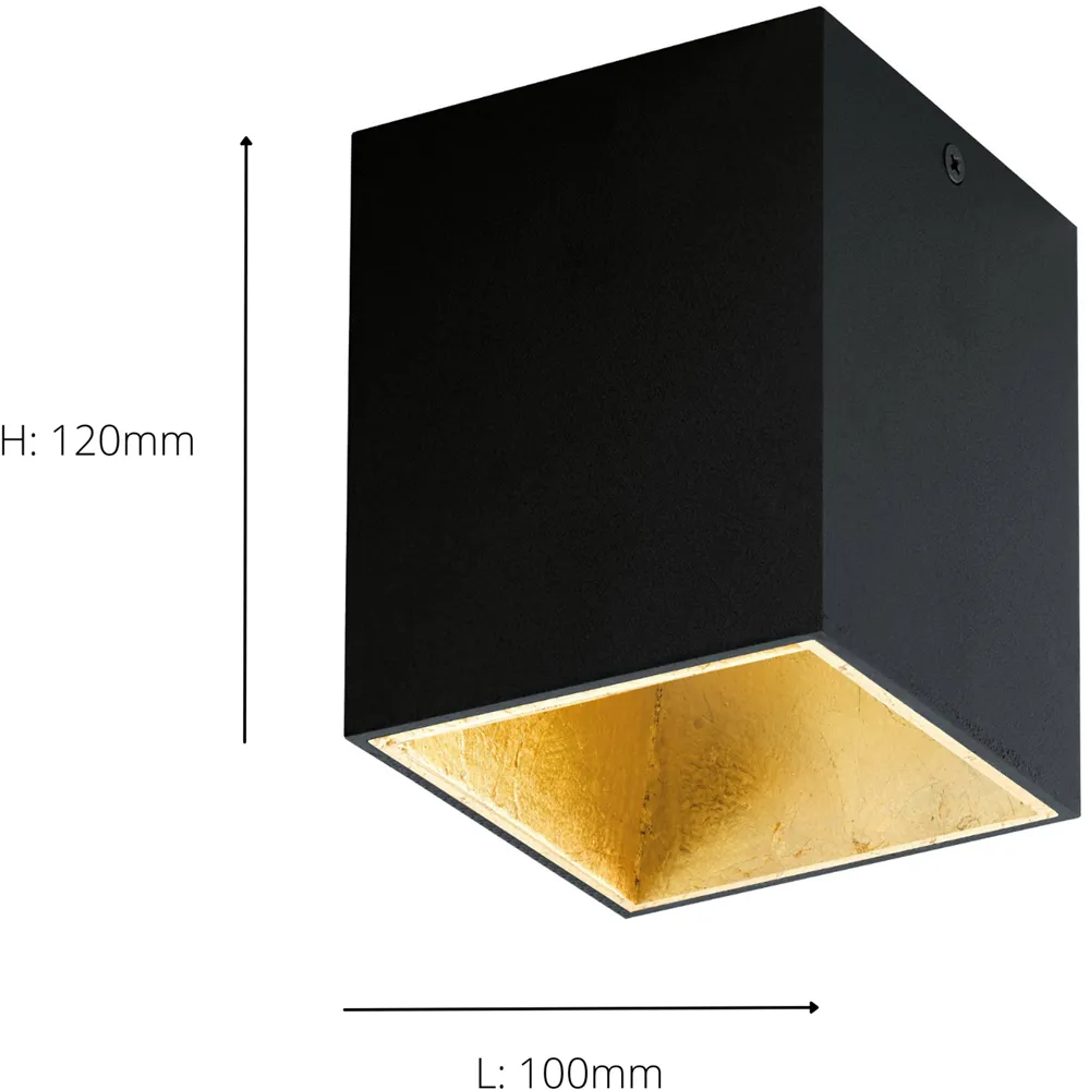 Polasso Cuboid LED Ceiling Light - Black, Aluminium