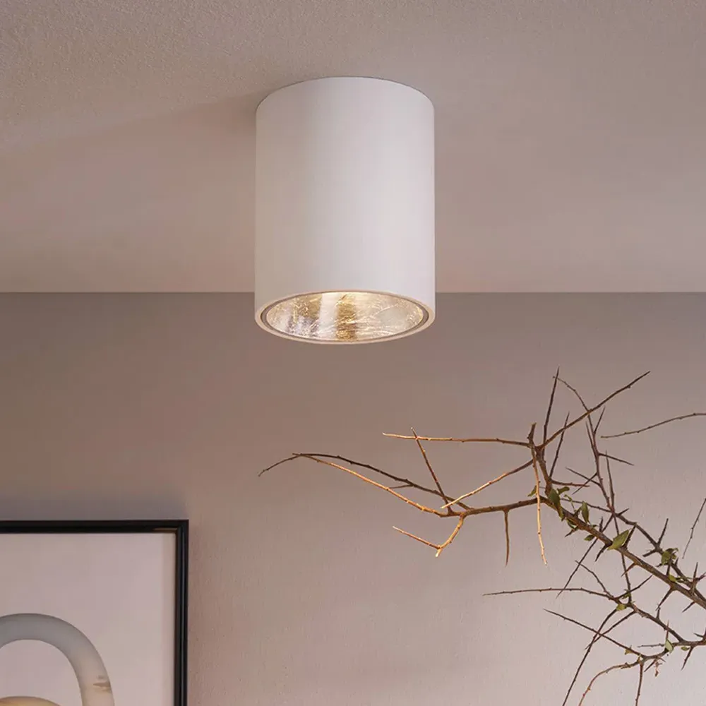 Polasso Cylindrical LED Ceiling Light - White, Aluminium