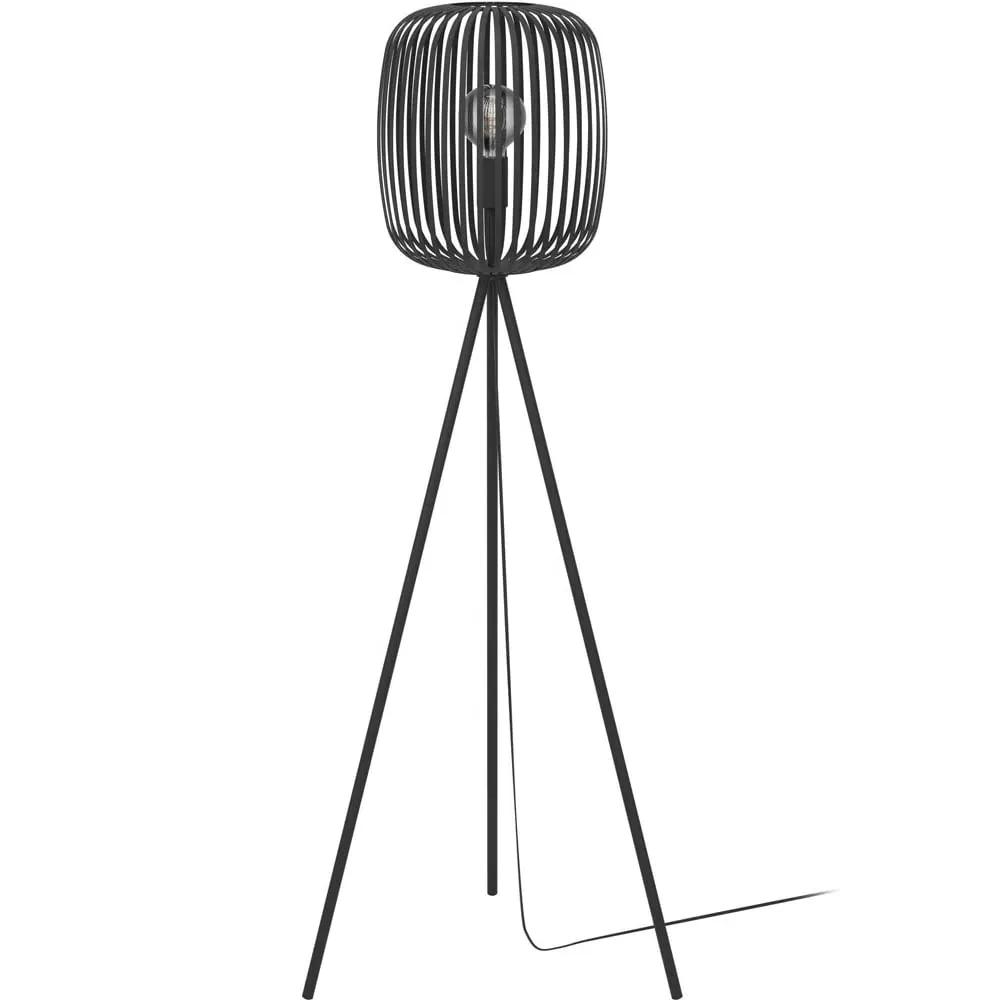 Romazzina Tripod Floor Lamp with Caged Shade - Black image