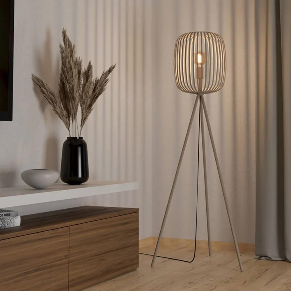 Romazzina Tripod Floor Lamp with Caged Shade - Sandy